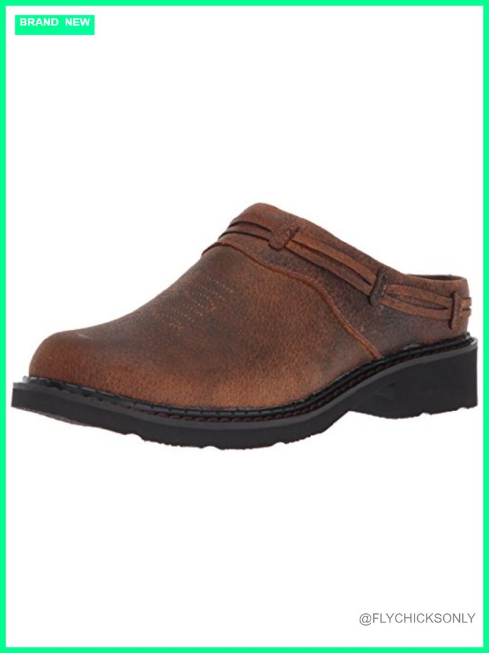 Western Mule Clogs with Fancy Leather Lacing & Chunky Heel